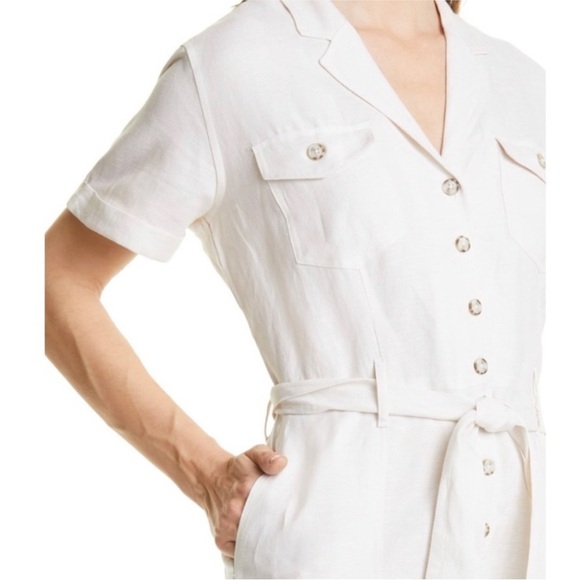 Rails Georgie Tie Waist Linen Romper in Stone - Picture 7 of 13